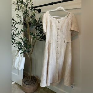 Elegant Cream Button-Down Dress